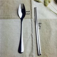 不锈钢便携餐具套装筷子叉子实用便携餐具