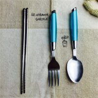 不锈钢便携餐具套装筷子勺子叉子实用便携餐具
