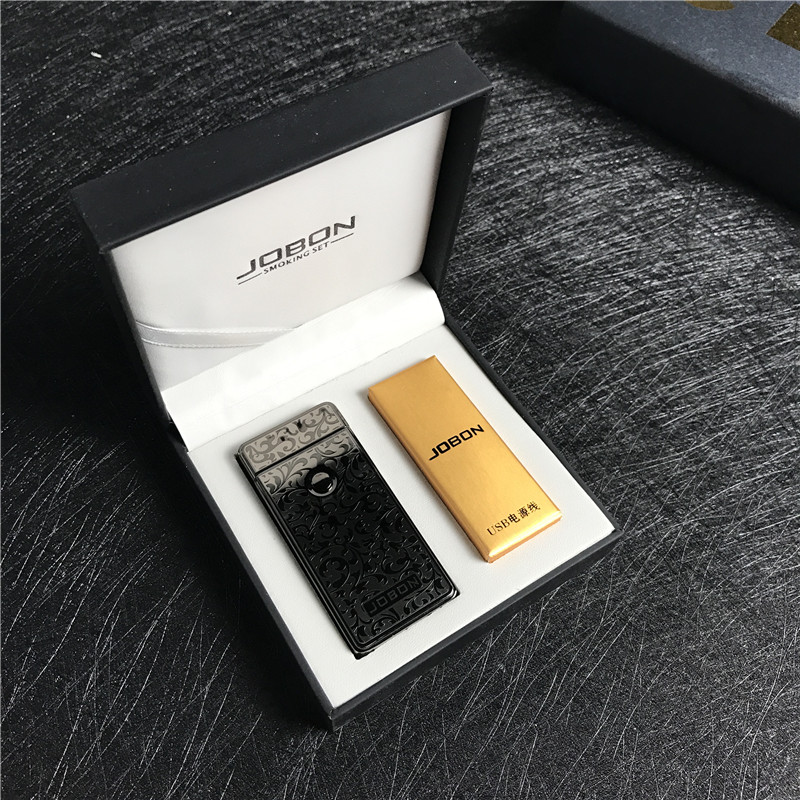 usb充电打火机男士超薄防风创意个性脉冲电流电子点烟器银色1