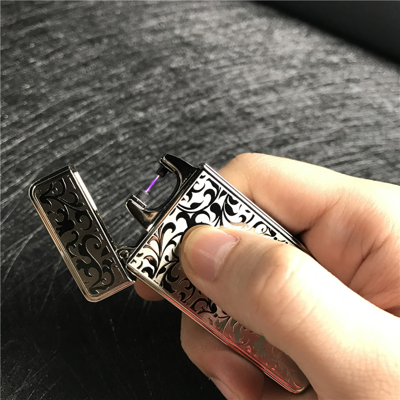 雕刻个性创意防风火机银色4