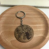 褐色   椰子壳	钥匙扣 椰子壳材质钥匙扣个性礼品