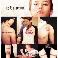 BIGBANG 权志龙纹身贴纸十字架笑脸钻石字母心形图案