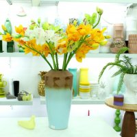 仿真花　手感过胶大惠兰 7花2蕾大花惠兰装饰假花