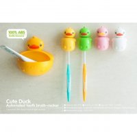 可爱鸭子双吸盘牙刷架 卫生间卡通鸭子造型牙刷置物架（2个装）（下单备注颜色）