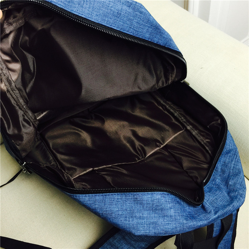 简约双肩包大容量旅行背包学院风电脑包休闲包 蓝色 帆布5
