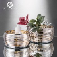 银黄色  玻璃花盆花器时尚玻璃花瓶摆件