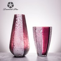 红色 暗条纹瓶	玻璃花盆花器时尚玻璃花瓶摆件