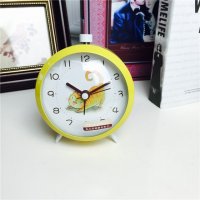 简约黄色静音床头打铃钟闹钟 桌面个性创意时钟