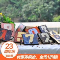 复古做旧木质装饰挂钩创意个性挂衣钩挂钥匙架数字玄关墙钩