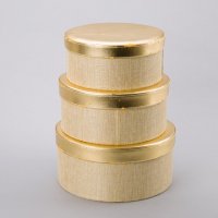 金色 麻布 小圆盒收纳盒礼品盒3件套