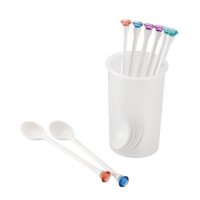安雅钻石叉勺套装 创意勺子叉子可爱水果叉 个性甜品勺 塑料餐具