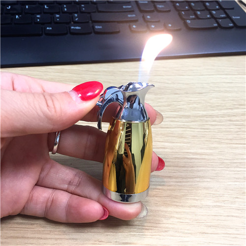 热水壶造型黄色打火机 创意个性防风明火打火机创意礼物4