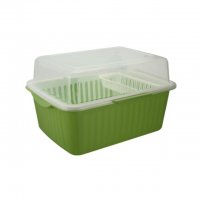 家居新版加厚沥水篮多功能碗筷架碗柜翻盖双层塑料盒