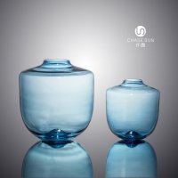 欧式复古彩色系列墨水蓝色玻璃花瓶家居装饰CDC20212