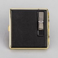 高档奢华USB充电点烟器锌合金+PU烟盒 530