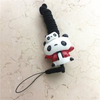 立体可爱卡通熊猫造型挂绳通用手机绳