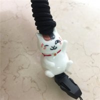 立体可爱卡通招财猫造型挂绳通用手机绳