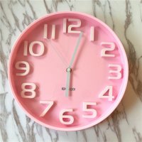 时尚精美造型电子时钟粉红色挂钟