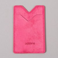 压纹纯色简约创意磁扣卡夹皮革卡贴手机口袋贴公交卡套背贴