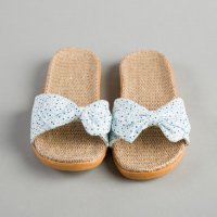 蝴蝶结亚麻拖鞋 橡胶,布