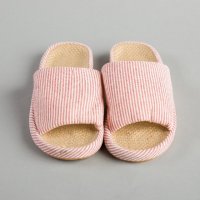 织带条纹拖鞋	橡胶,布