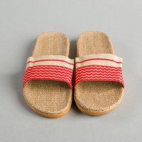 织带条纹拖鞋	橡胶,布