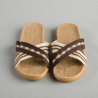 亚麻织带拖鞋	橡胶,布