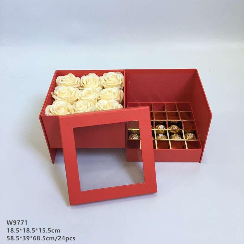 正方双层旋转盒 PVC 开窗鲜花包装 巧克力零食礼品盒婚庆礼盒4