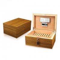 SIKARLAN西格朗整体雪松木全实木雪茄盒 配电子湿度表的雪茄保湿盒 斑马经典雪茄箱