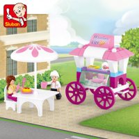 小鲁班拼装积木0522组合面包餐车 女孩女童儿童益智玩具4-6-8岁女