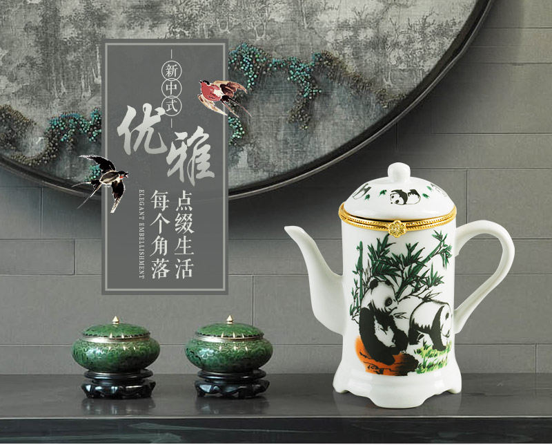 特色中国风牙签筒 茶壶形（熊猫款）1