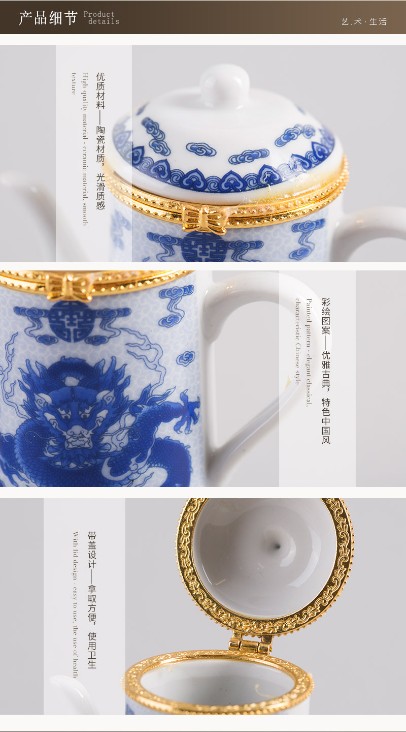 特色中国风牙签筒 茶壶形（青花瓷）4