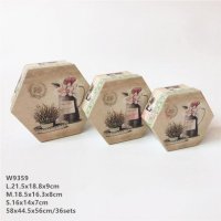 新款欧式复古装饰八角形礼品包装盒三件套礼盒 花盒香皂盒鲜花盒