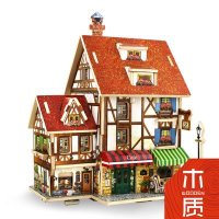 若态木质 世界风情系列-法国咖啡店 立体拼图玩具 生日创意礼物