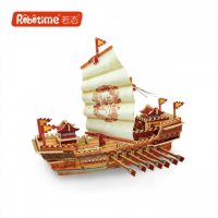若态立体拼图儿童玩具拼图成人手工DIY木质模型拼装仿真船模摆件-东吴战船