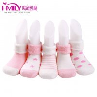 海谜璃（HMILY）柔软加厚精梳棉宝宝袜翻口毛圈儿童袜婴幼儿棉袜礼盒装H9010-1