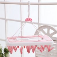 阳台塑料衣架儿童宝宝内衣多功能多夹子挂钩圆形家用防尘晾衣架晒