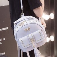 双肩包女韩版2017新款百搭潮时尚双肩背包迷你小包铆钉休闲pu书包