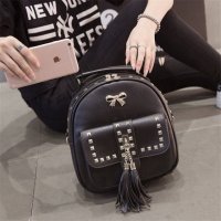 双肩包女韩版2017新款百搭潮时尚双肩背包迷你小包铆钉休闲pu书包