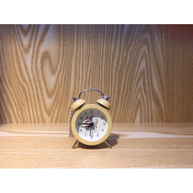 钟意轩木纹水彩鸟系列圆形1.5寸小闹钟