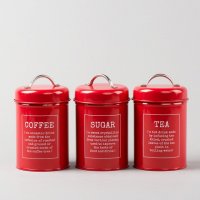 欧式红色铁制储物罐装饰罐三件套（不含税）
