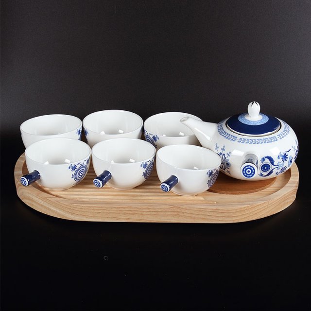 得意陶瓷 创意办公户外功夫茶具套装实木茶盘陶瓷茶杯红茶整套茶具便携