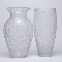 明磨砂花纹玻璃欧式摆件花瓶 高档时尚客厅餐厅摆设品插花JZ11053