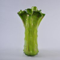 新古典波浪口玻璃黄绿金星白菜花瓶花插家居饰品富贵竹玫瑰百合花瓶大口B8022G