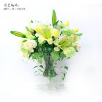 满庭芳花艺新款现代风格玻璃假水成品仿真花家居样板间装饰仿真植物盆花摆件包邮MTF-BL160576
