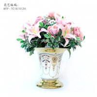 满庭芳花艺新款欧式风格陶瓷花器仿真花家居样板间装饰仿真植物盆花绢花摆件包邮MTF-TC1610124
