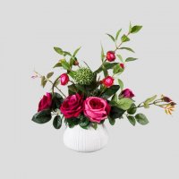 中式花艺绢布花+玻璃瓶（不含税）