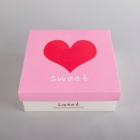 粉红色 白卡纸 DIY纸盒礼品盒正方形中号