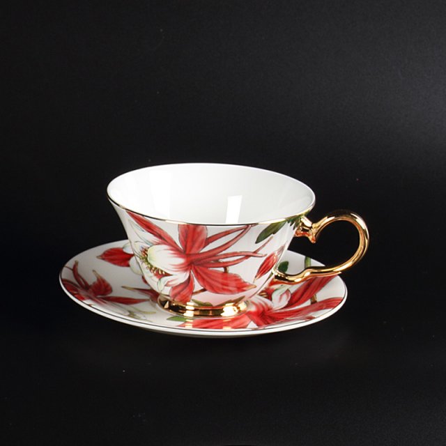 得意陶瓷 高档骨质瓷 咖啡杯 温莎杯碟-红