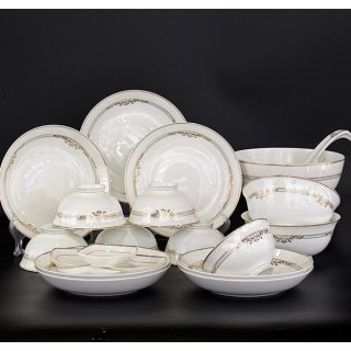 唐山骨质瓷小套装餐具28头套装餐具家用装